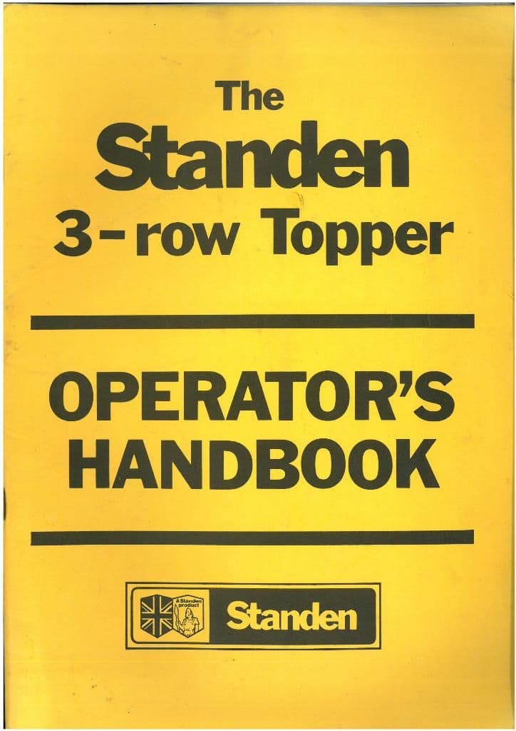 Peter Standen 3-Row Topper Operators Manual with Parts List