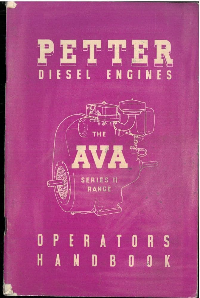 Petter Diesel Engines The AVA Series II Range Operators Manual With ...