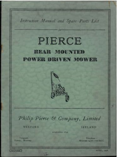 Pierce Rear Mounted Power Driven Mower Operators & Parts List