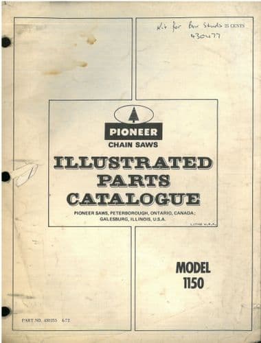 Pioneer Chainsaw Model 1150 Parts Manual