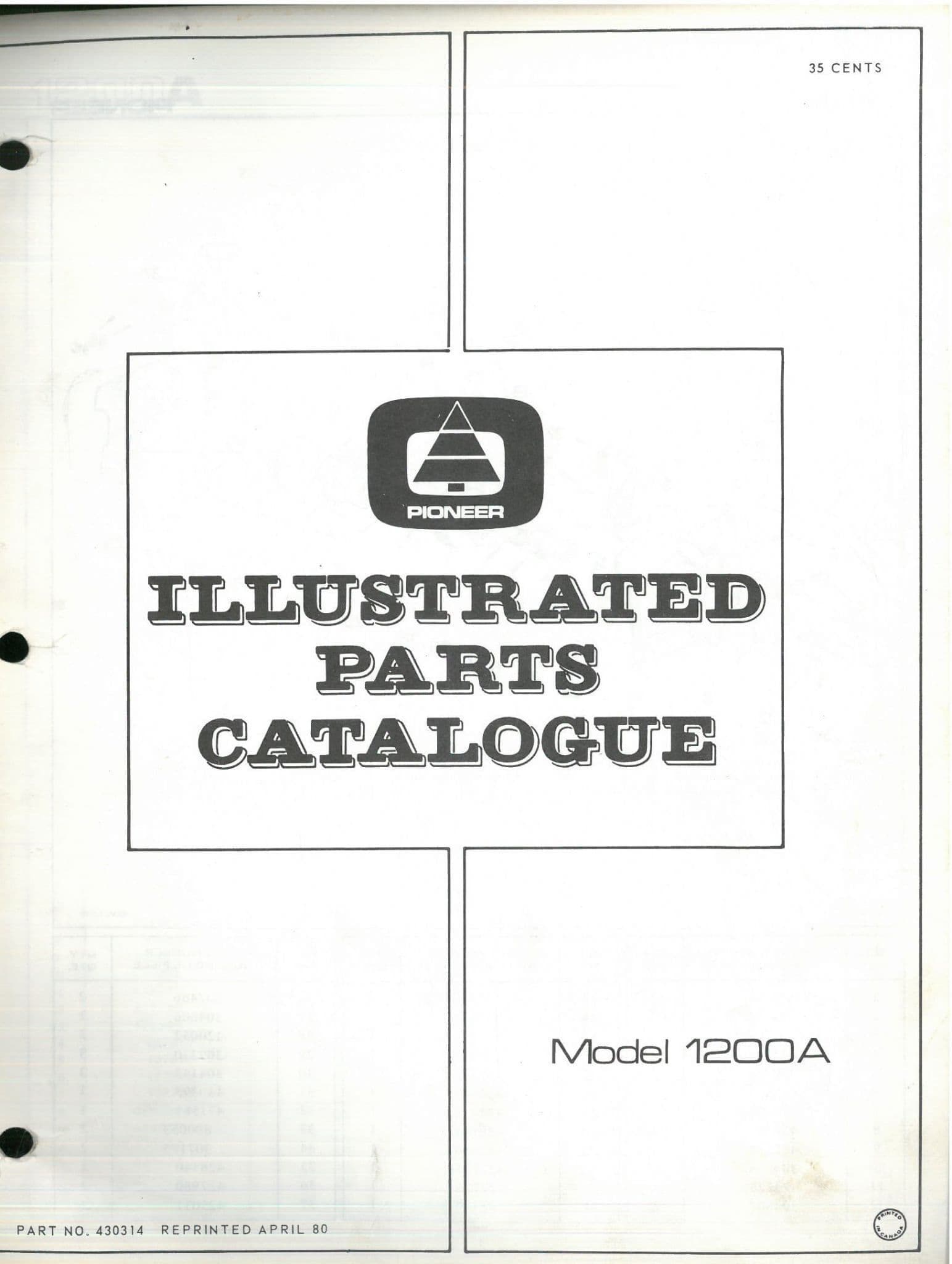 Pioneer Chainsaw Model 1200A Parts Manual