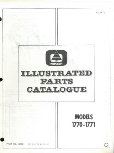 Pioneer Chainsaw Model 1770 & 1771 Parts Manual