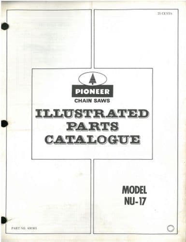 Pioneer Chainsaw Model NU-17 NU17 Parts Manual