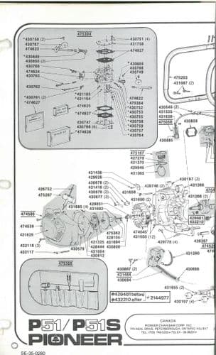 Pioneer Chainsaw Model P51 & P51S Parts Manual