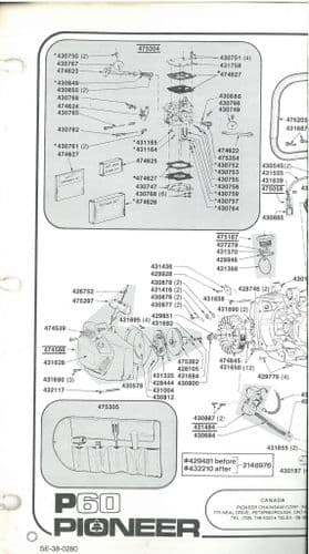 Pioneer Chainsaw Model P60 Parts Manual