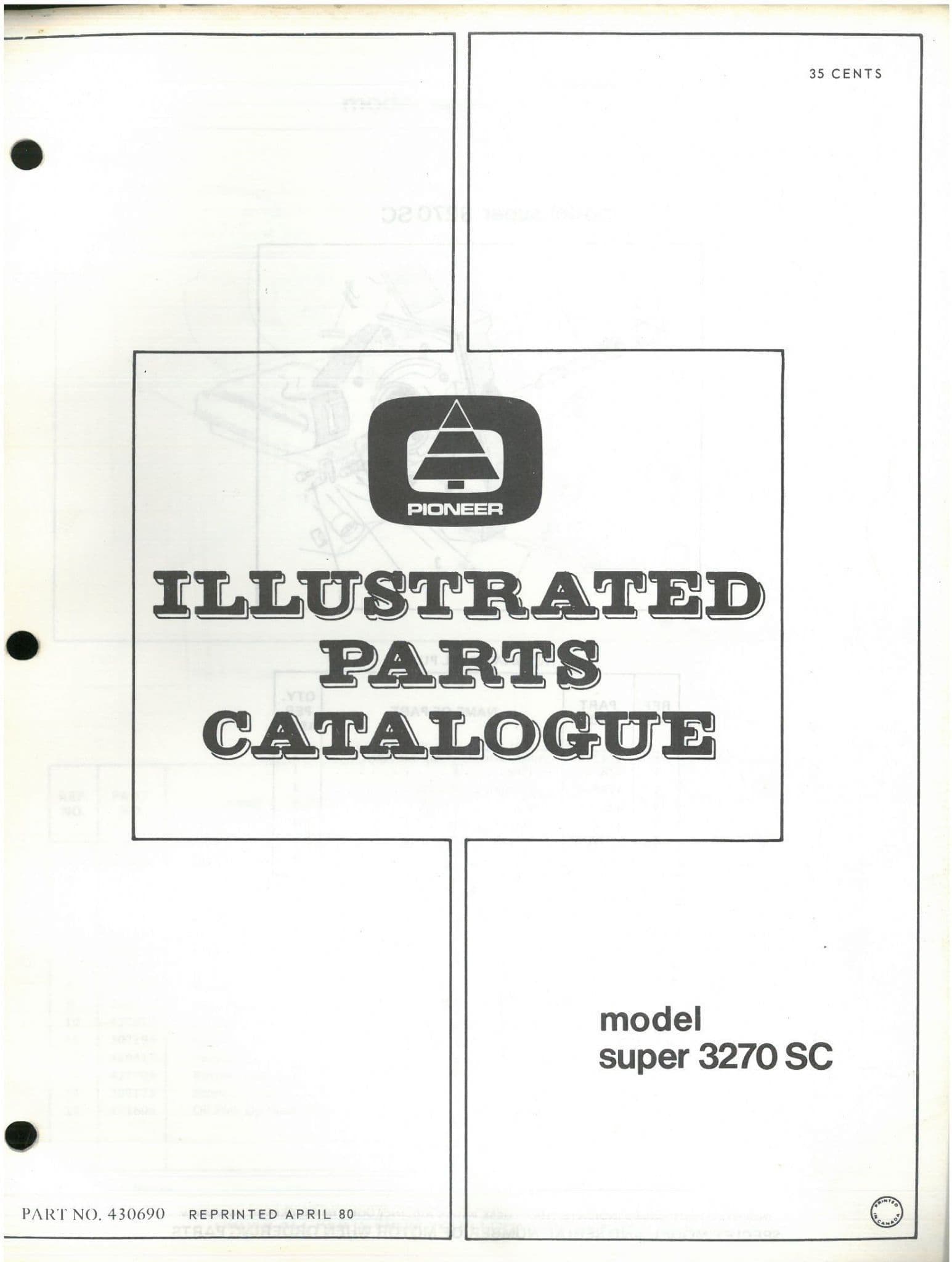 Pioneer Chainsaw Model Super 3270SC Parts Manual