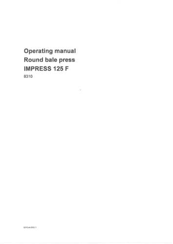 Pottinger Baler IMPRESS 125 F Operators Manual