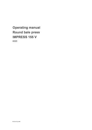 Pottinger Baler IMPRESS 155 V Operators Manual