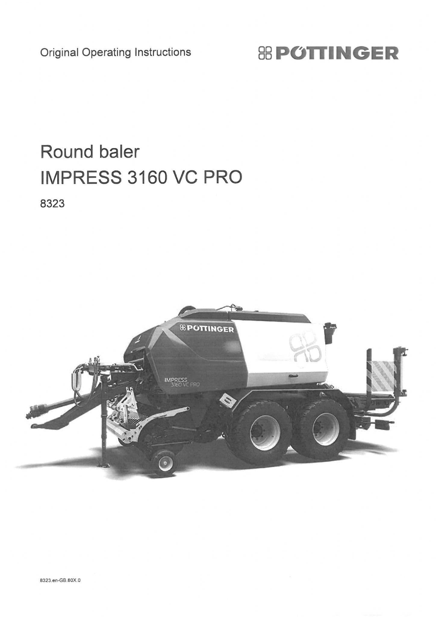 Pottinger Baler IMPRESS 3160 VC PRO Operators Manual