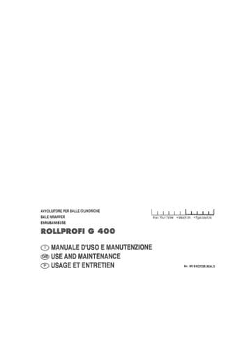 Pottinger Baler ROLLPROFI G400 Operators Manual
