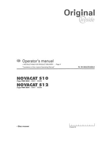 Pottinger Disc Mower Novacat S10 S12 Operators Manual