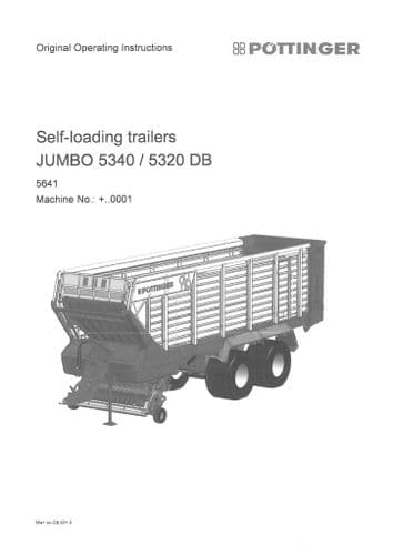 Pottinger Loader Wagon Jumbo 5340DB 5320DB Operators Manual