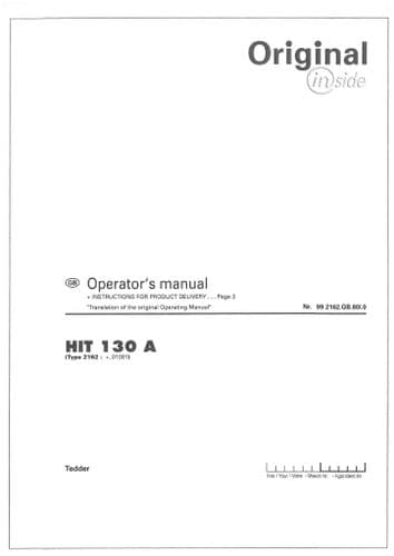 Pottinger Rotary Tedder HIT 130 A Operators Manual