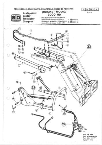 Quicke Loader 3000HD Parts Manual