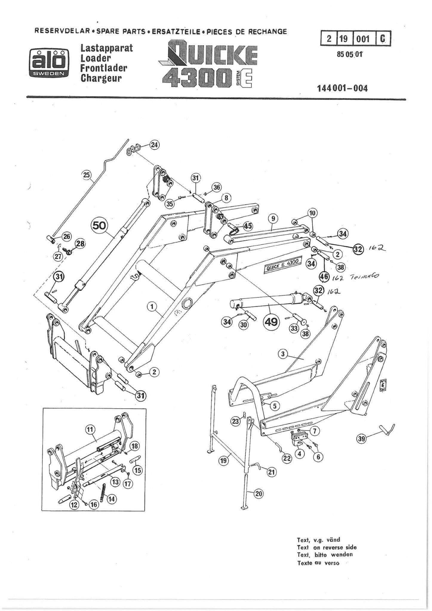 Quicke Loader 4300E Parts Manual