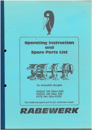 Rabewerk Plough Eagle 120 & 140 - Kite 140 (Star LXD, XD, KXD) Operators Manual & Parts List