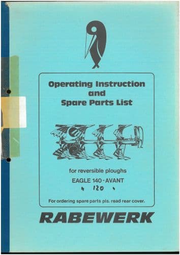 Rabewerk Plough Eagle 140 - Avant Operators Manual & Parts List