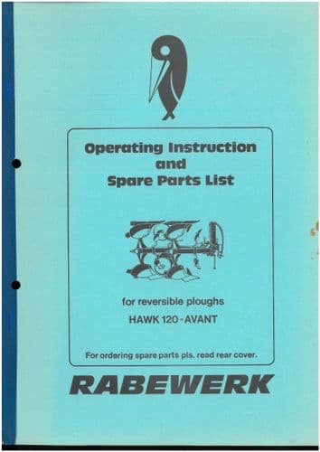 Rabewerk Plough Hawk 120 - Avant Operators Manual & Parts List