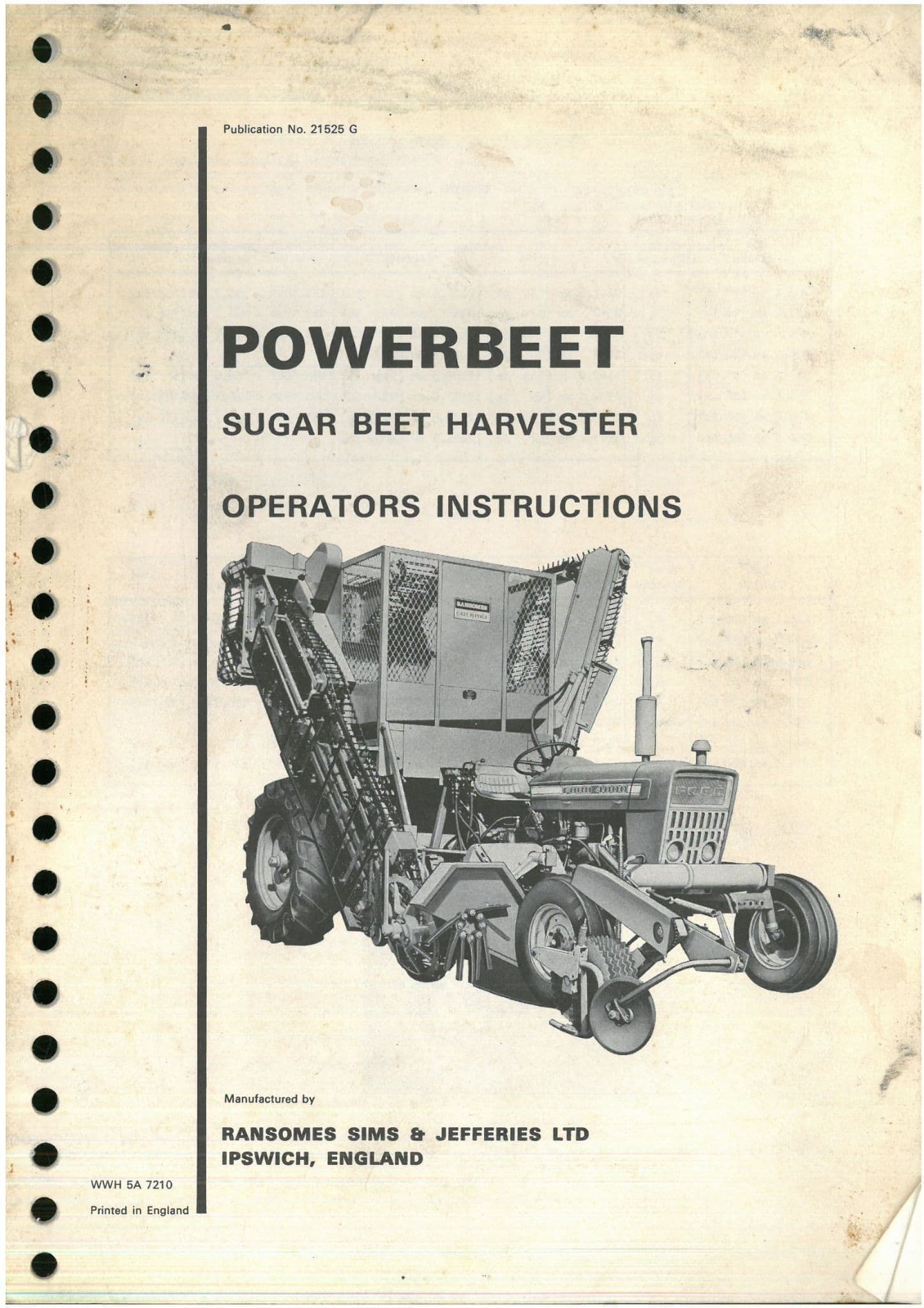 Ransomes Catchpole Sugar Beet Harvester Operators Manual