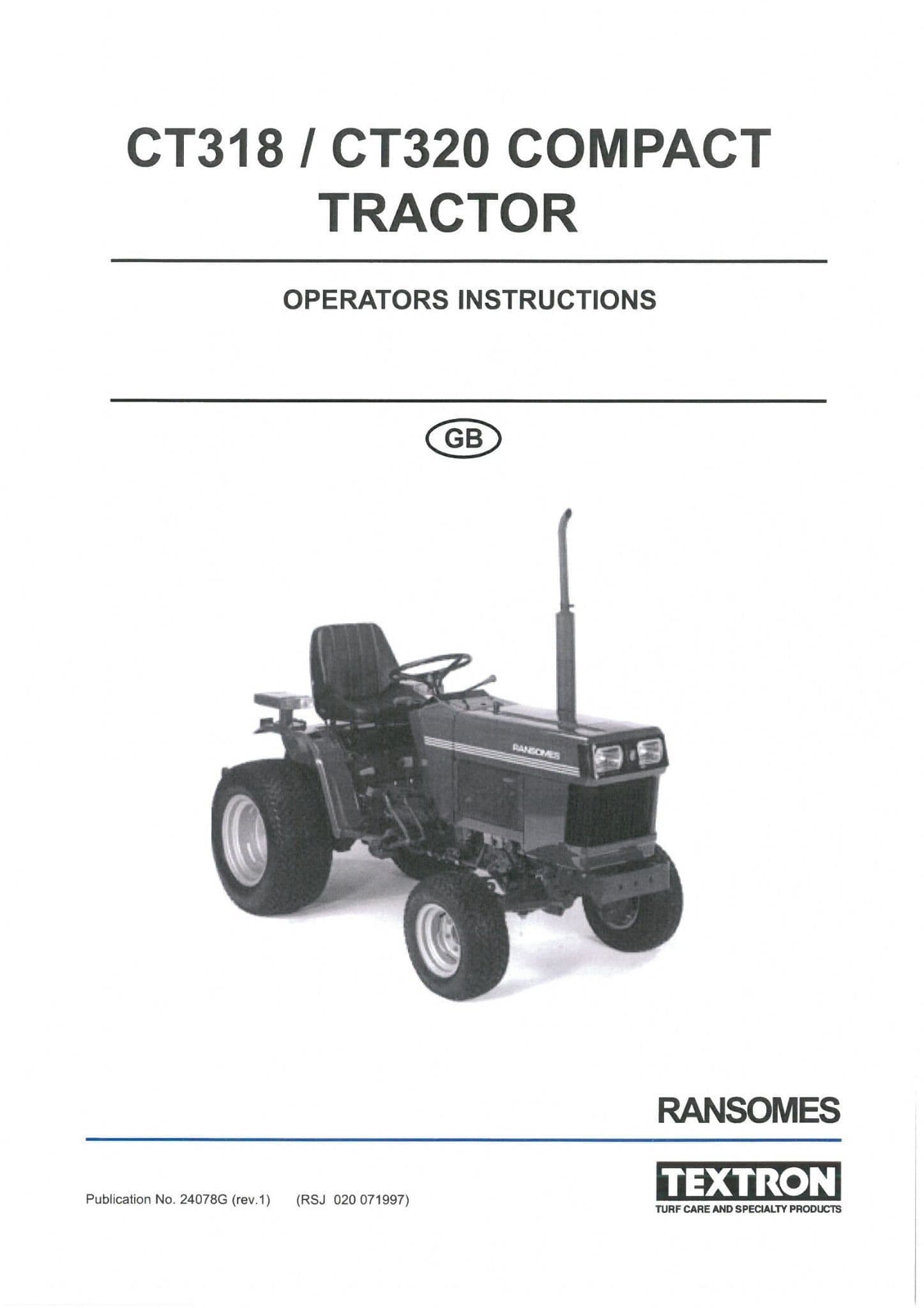 Ransomes Compact Tractor CT318 & CT320 Operators Manual
