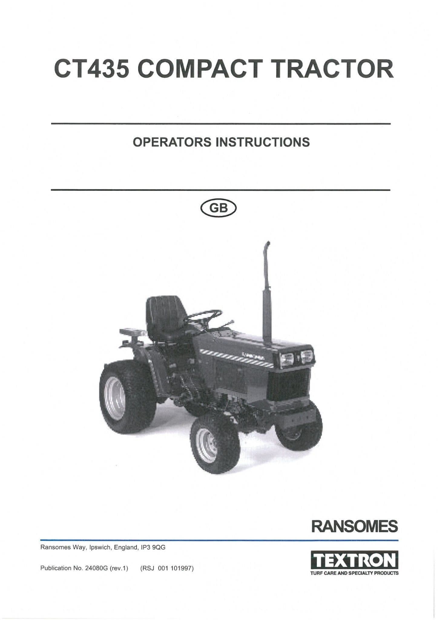 Ransomes Compact Tractor CT435 Operators Manual