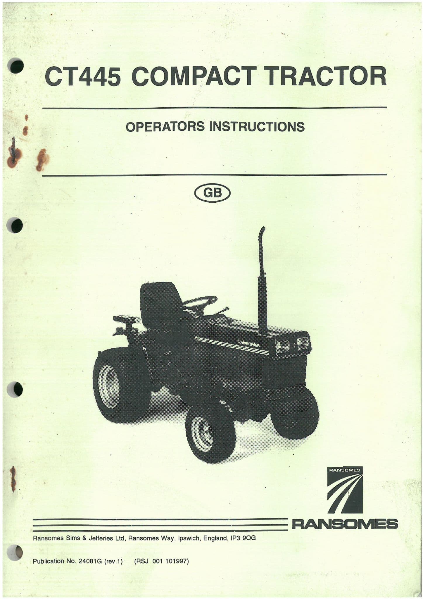 Ransomes Compact Tractor CT445 Operators Manual