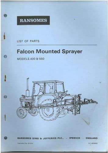 Ransomes Falcon Mounted Sprayer - Models 400 & 550 Parts Manual
