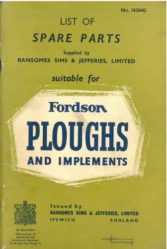 Ransomes FR Ploughs & Implements 'Elite' Ploughs Parts Manual