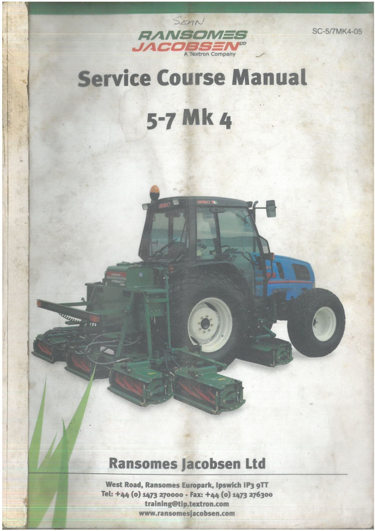 Ransomes Gang Mower 5-7 Mk4 Workshop Service Course Manual