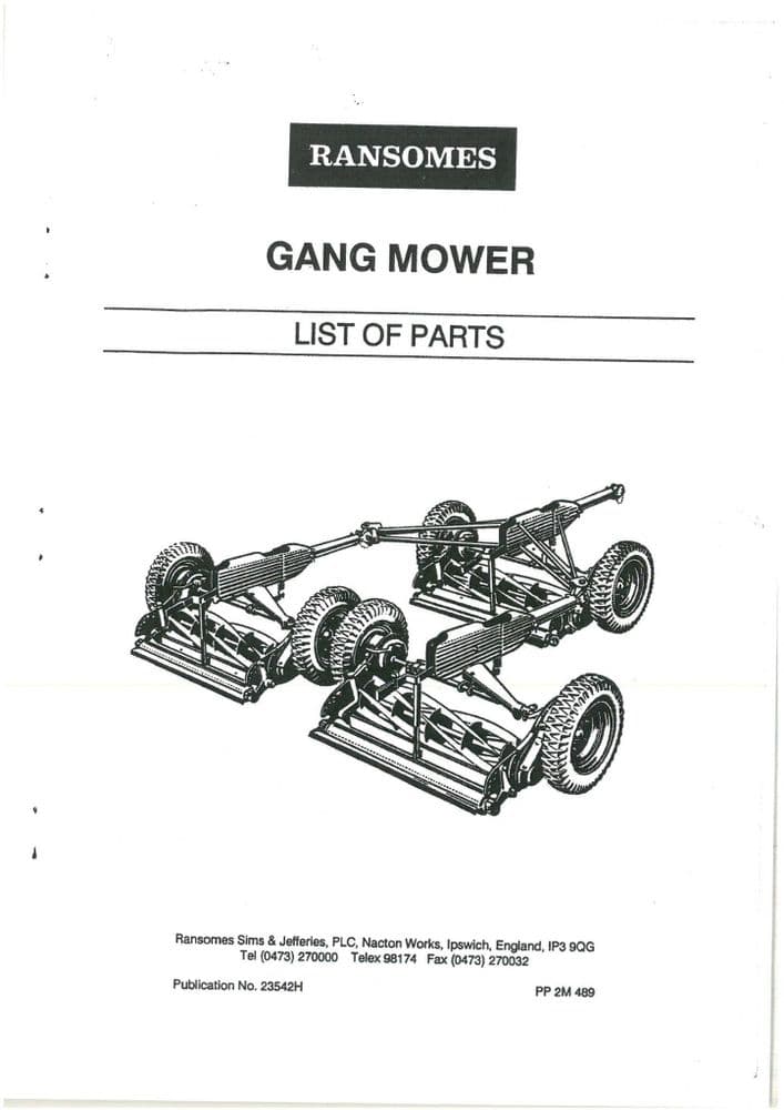 Ransomes Gang Mower Parts Manual
