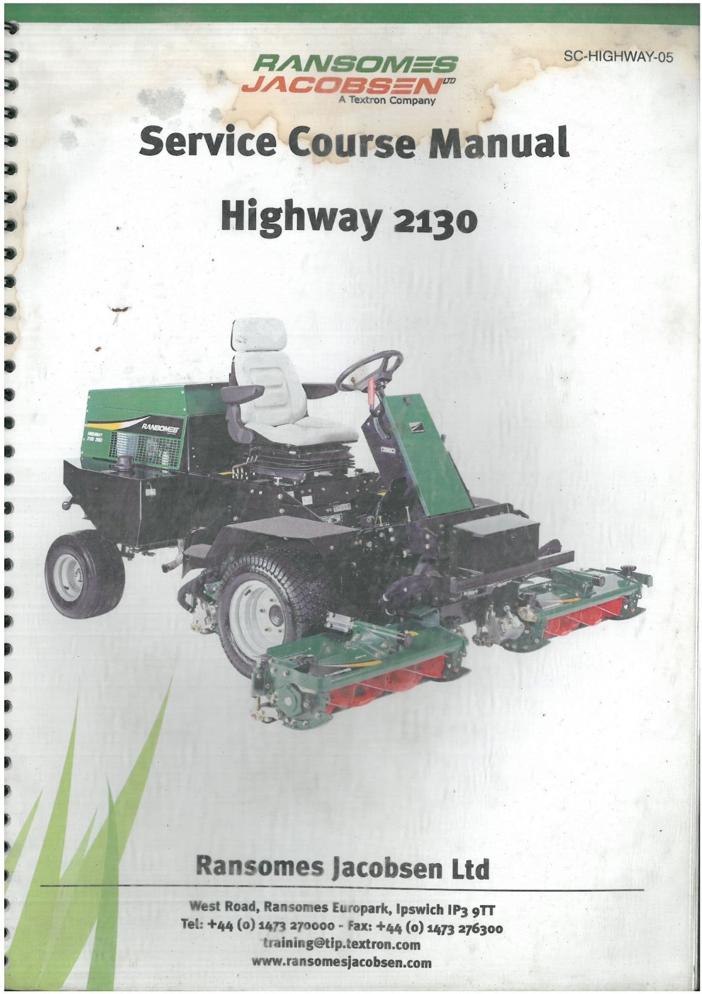 Ransomes Grass Cutting Machine Highway 2130 Workshop Service Course Manual