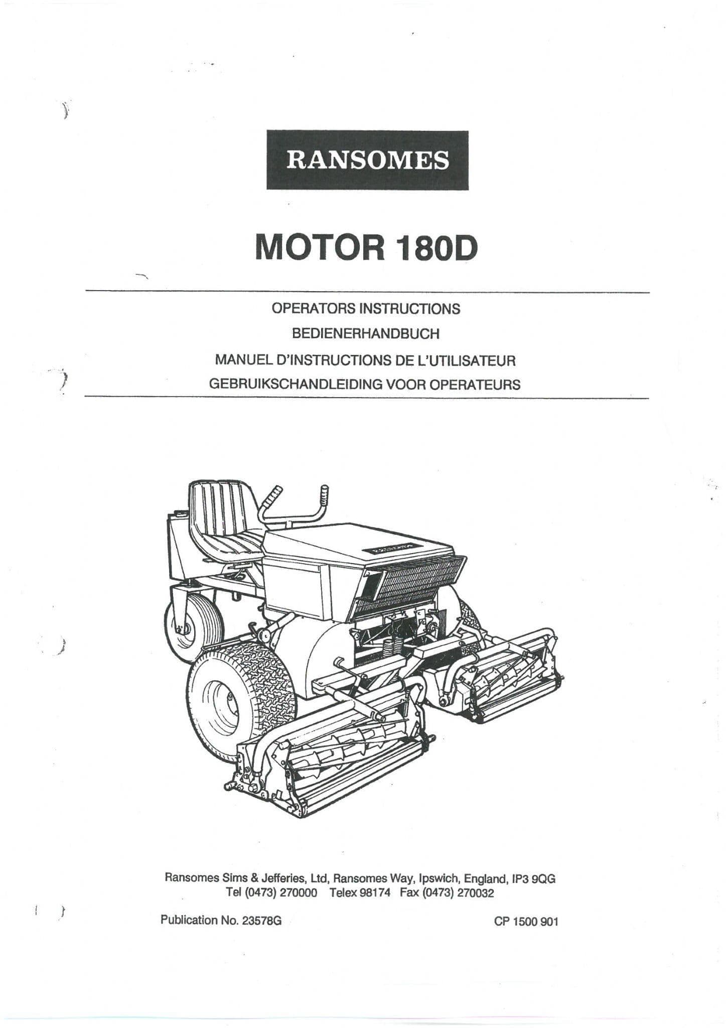 Ransomes Grass Cutting Machine Motor 180D Operators Manual