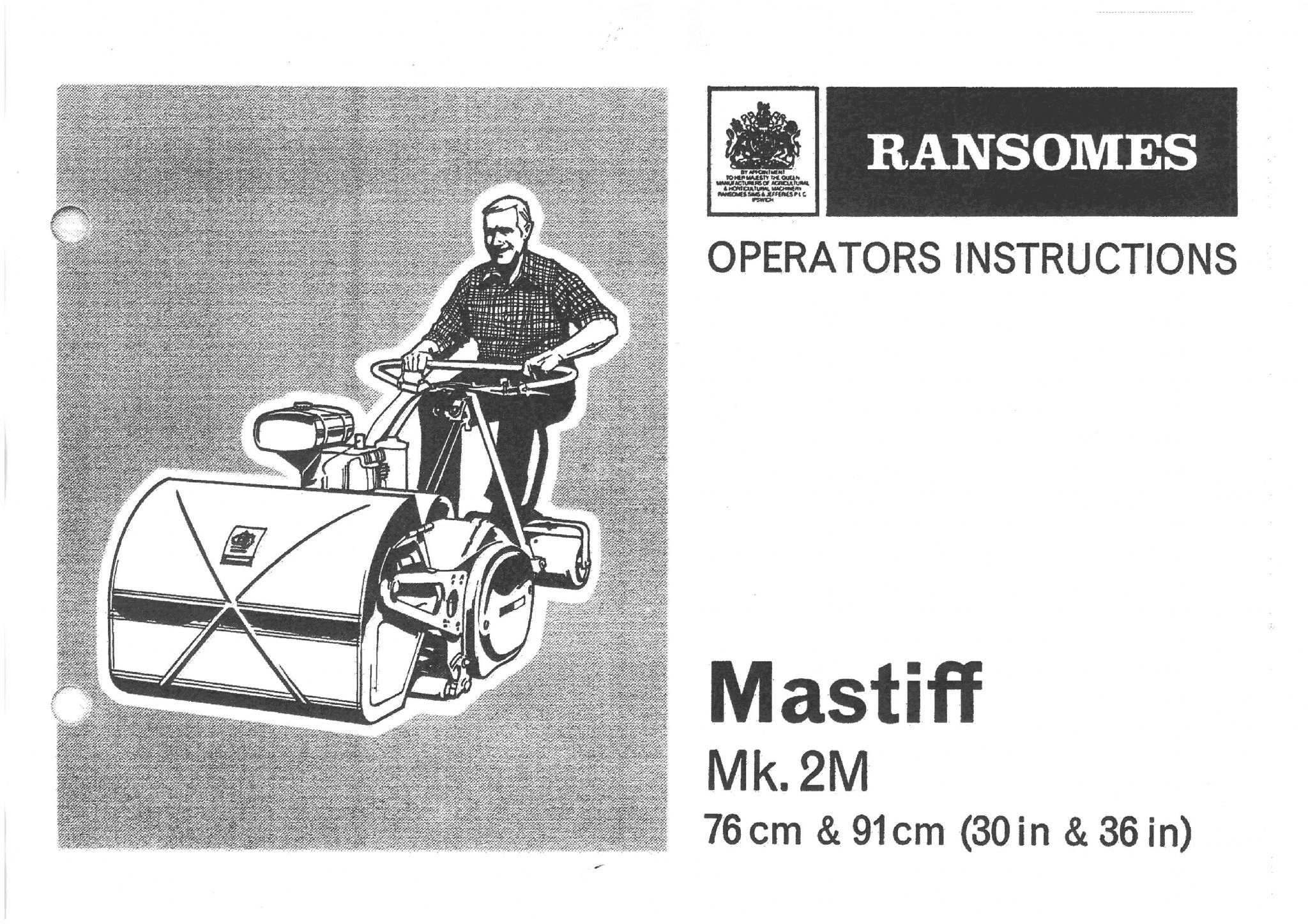 Ransomes Grass Cutting Machine Mower Mastiff 76cm/91cm (30"/36") Operators Manual