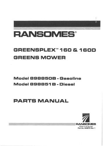 Ransomes Greens Mower Greensplex 160 & 160D Parts Manual