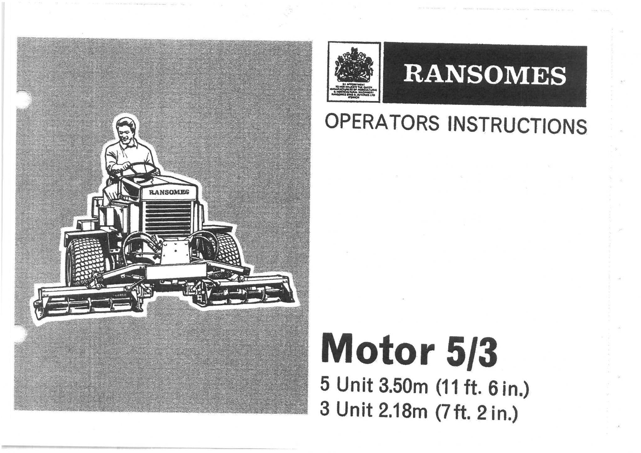 Ransomes Hydraulic Drive Mower 5 3 Operators Manual