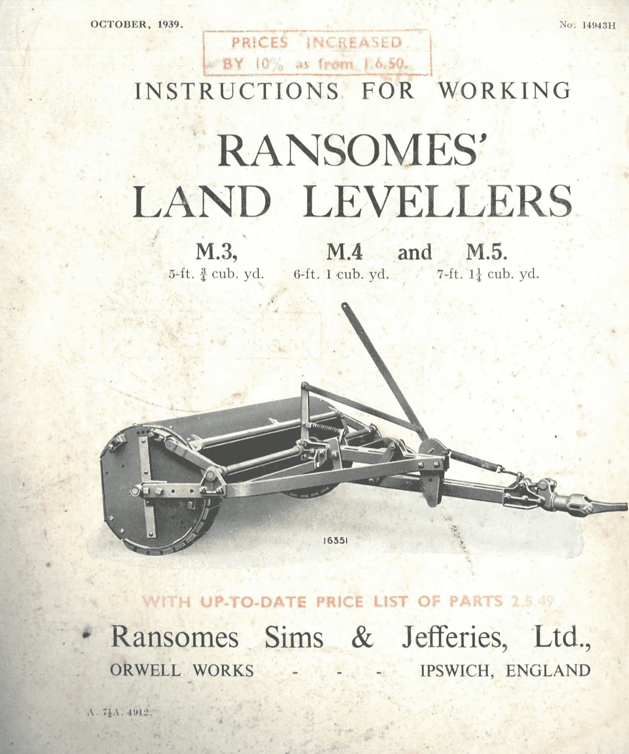 Ransomes Land Levellers M.3 M.4 M.5 Operators Manual