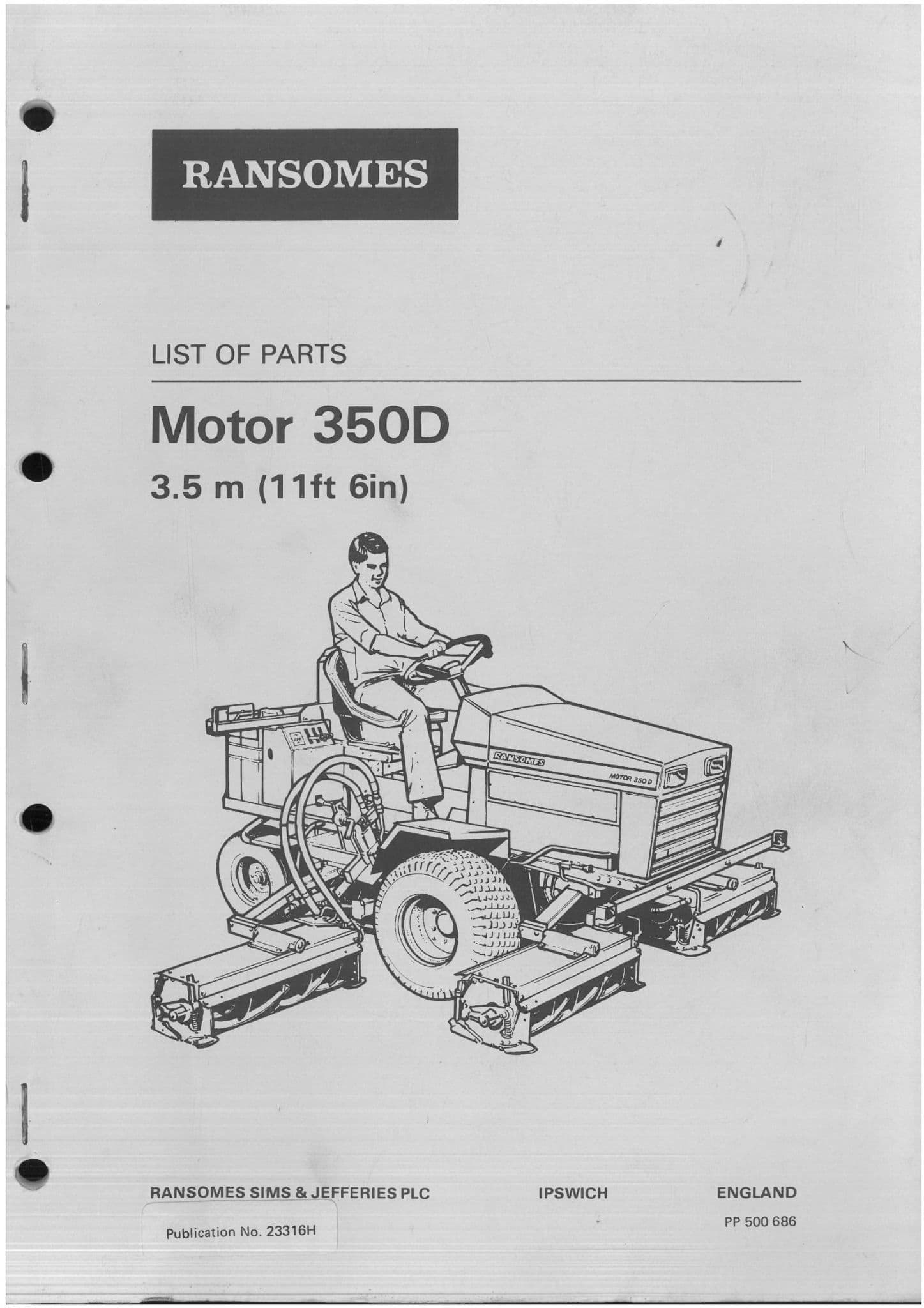 Ransomes Motor Gang Mower 350D Parts Manual