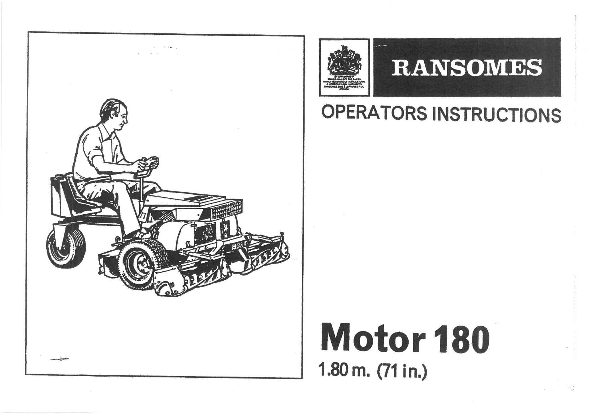 Ransomes  Motor Mower 180 Operators Manual