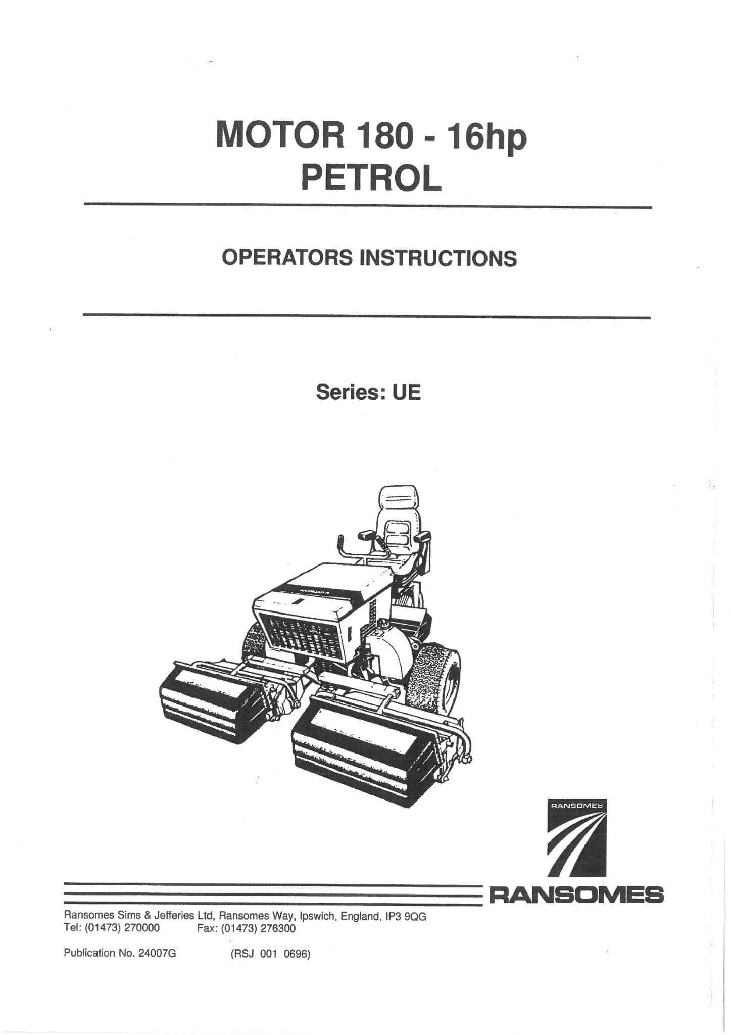 Ransomes  Motor Mower 180 Petrol Operators Manual