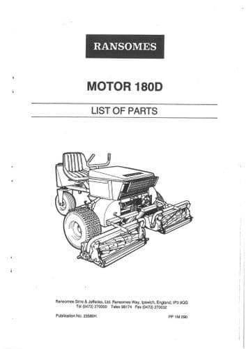 Ransomes Motor Mower 180D Parts Manual