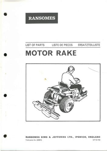 Ransomes Motor Rake Parts Manual