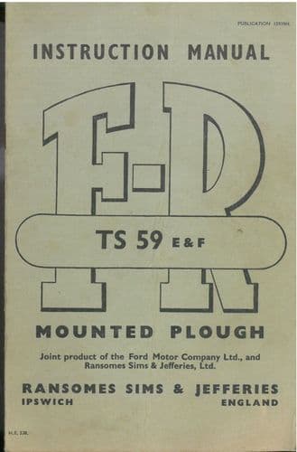 Ransomes Mounted Plough  TS 59 E & F Operators Manual - TS59