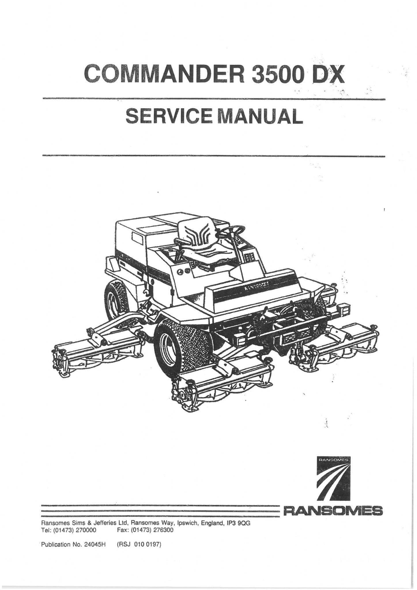Ransomes Mower Commander 3500DX Workshop Service Manual - 3500 DX