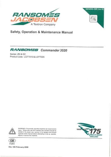 Ransomes Mower Commander 3520 Operators Manual