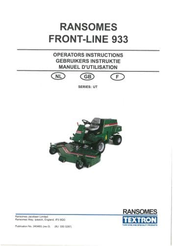Ransomes Mower Frontline 933 Operators Manual
