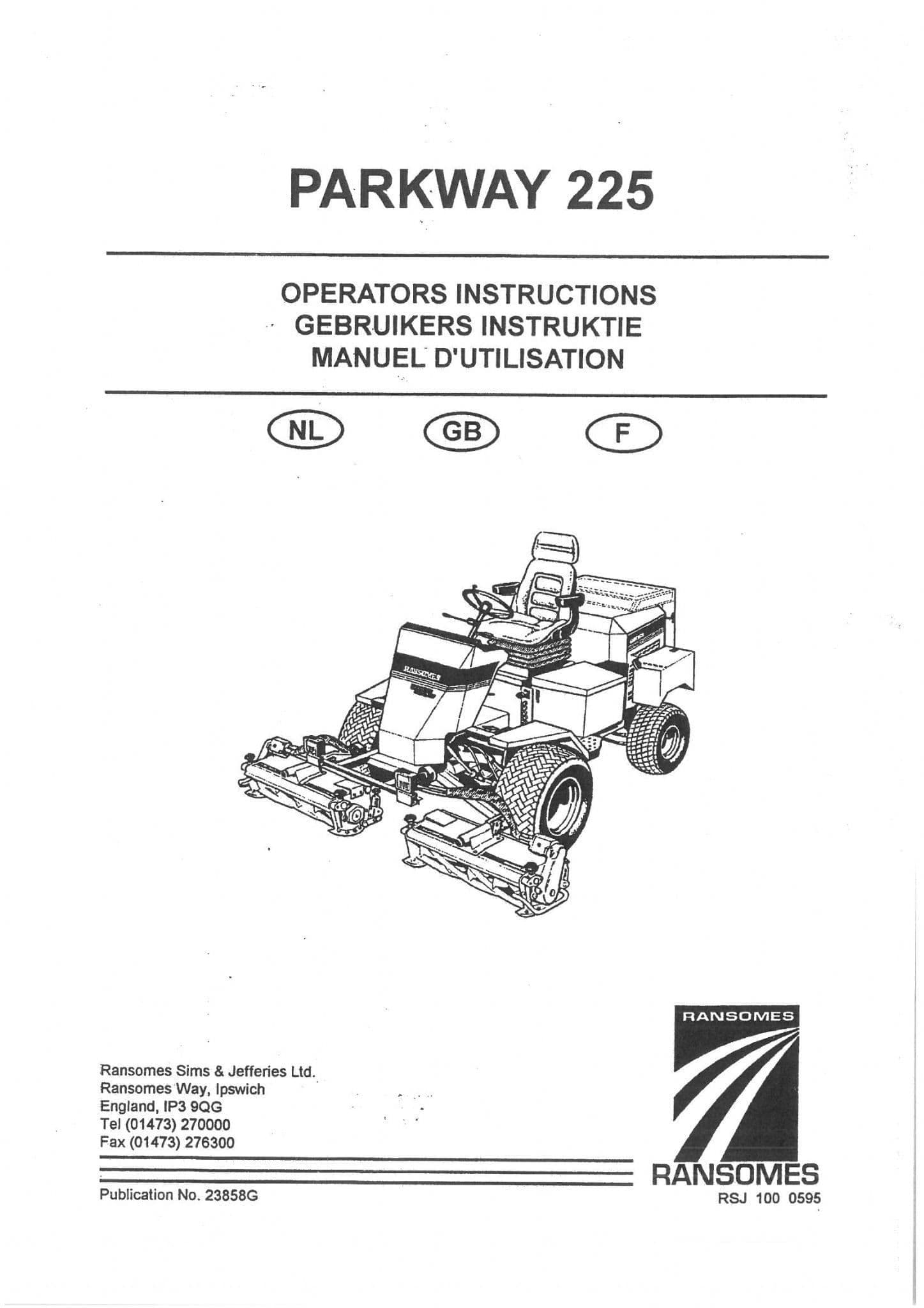 Ransomes Mower Parkway 225 Operators Manual