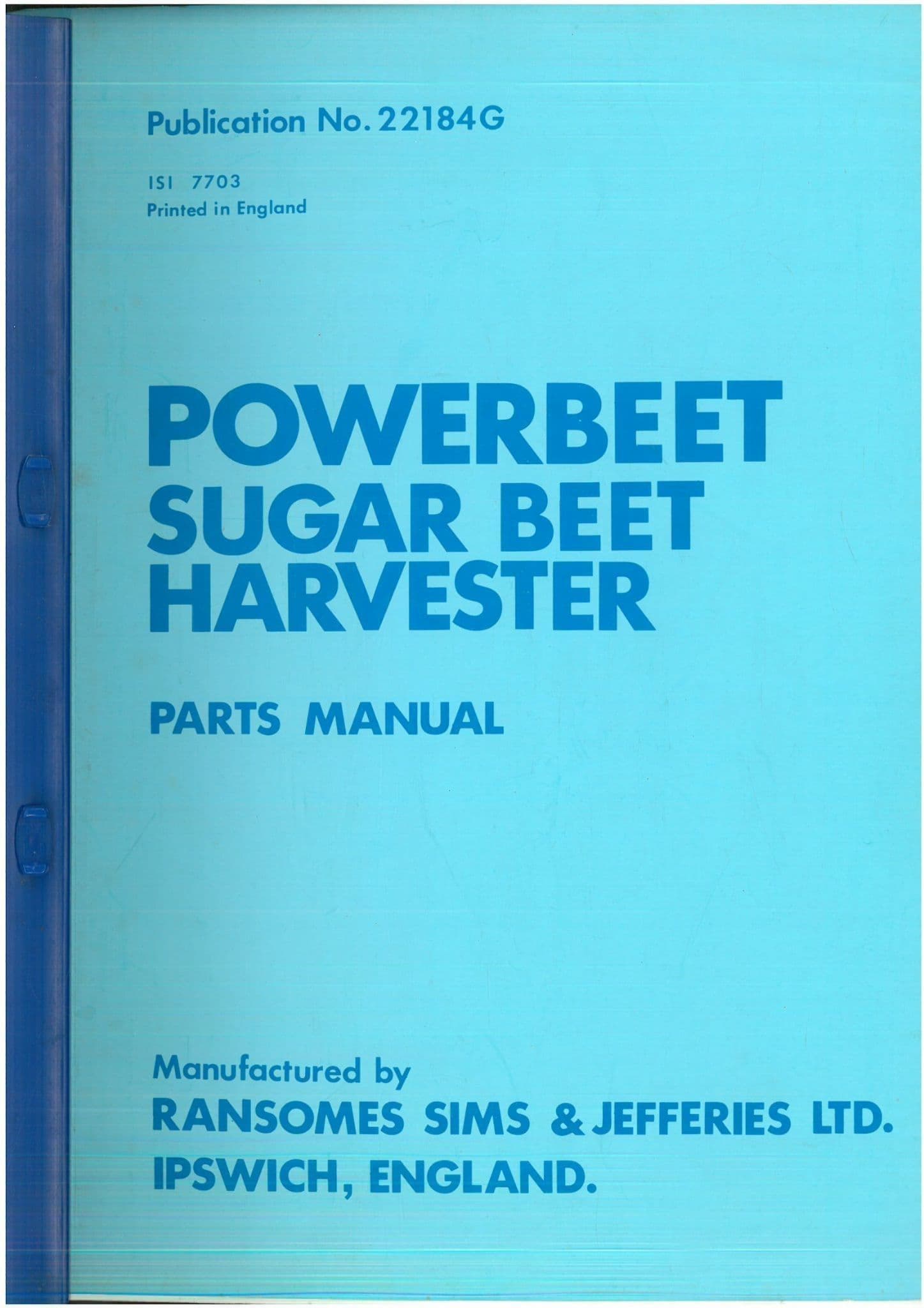 Ransomes Powerbeet Sugar Beet Harvester Parts Manual