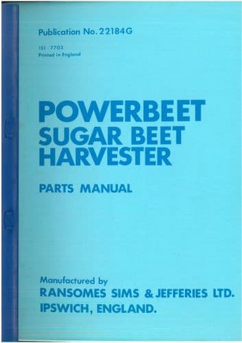 Ransomes Powerbeet Sugar Beet Harvester Parts Manual