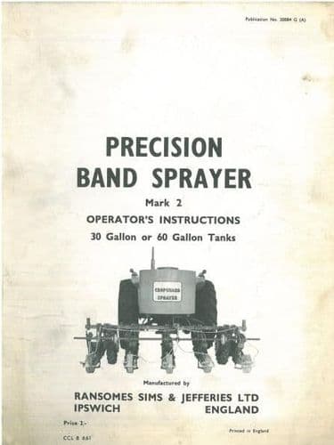 Ransomes Precision Band Sprayer Mk II Operators Manual with Parts List