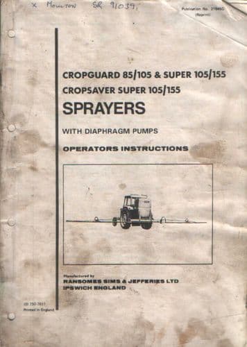 Ransomes Sprayer Cropguard 85 / 105 & Super 105 / 155 & Cropsaver Super 105 / 155 Operators Manual